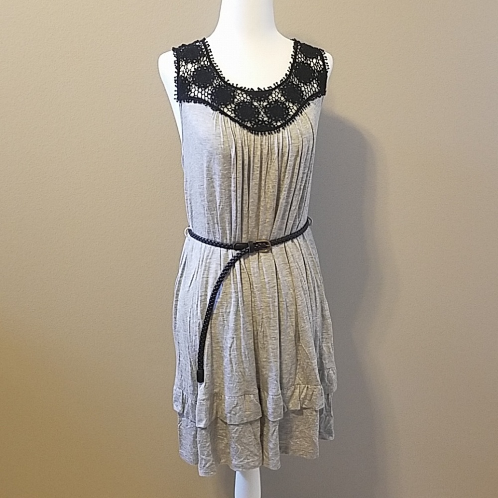 Belted Lace Back Dress